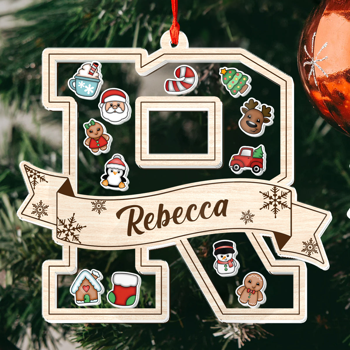 Initial Name Kid - Personalized 3 Layered Christmas Shaker Ornament