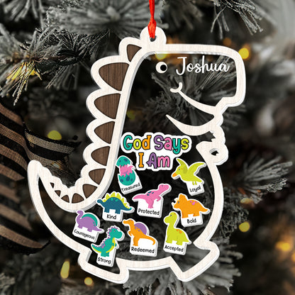 God Says I Am - Personalized 3 Layered Christmas Shaker Ornament