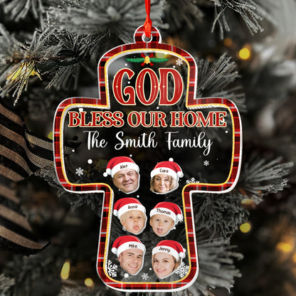 God Bless Our Home - Personalized 3 Layered Christmas Shaker Ornament