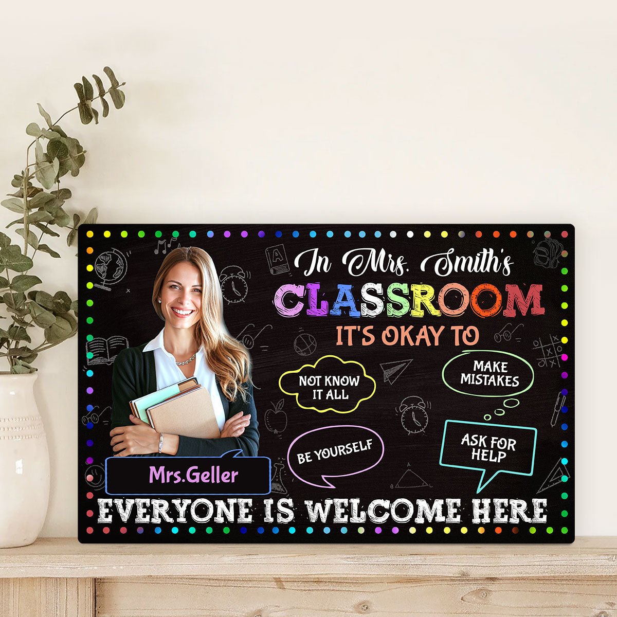 Everyone Is Welcome Here - Personalized Wooden Sign