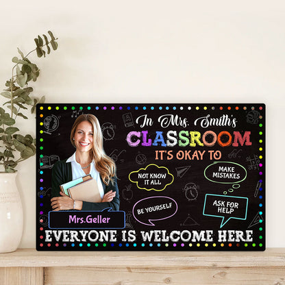 Everyone Is Welcome Here - Personalized Wooden Sign