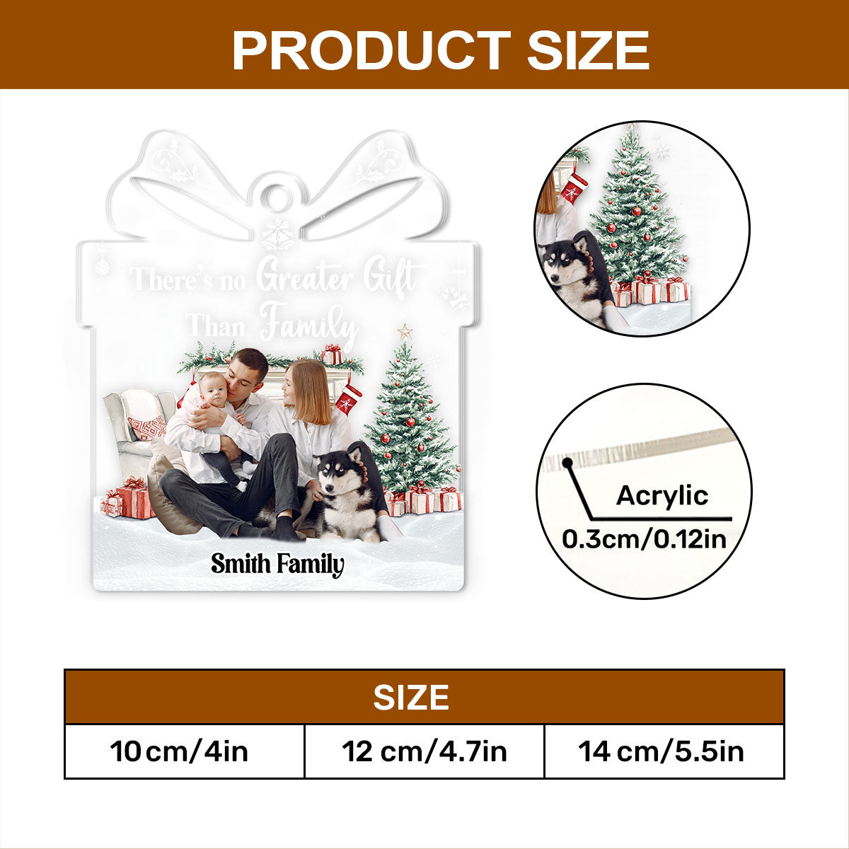 There's No Greater Gift Than Family - Personalized 1-Side Acrylic Ornament FCACOLETN2728M