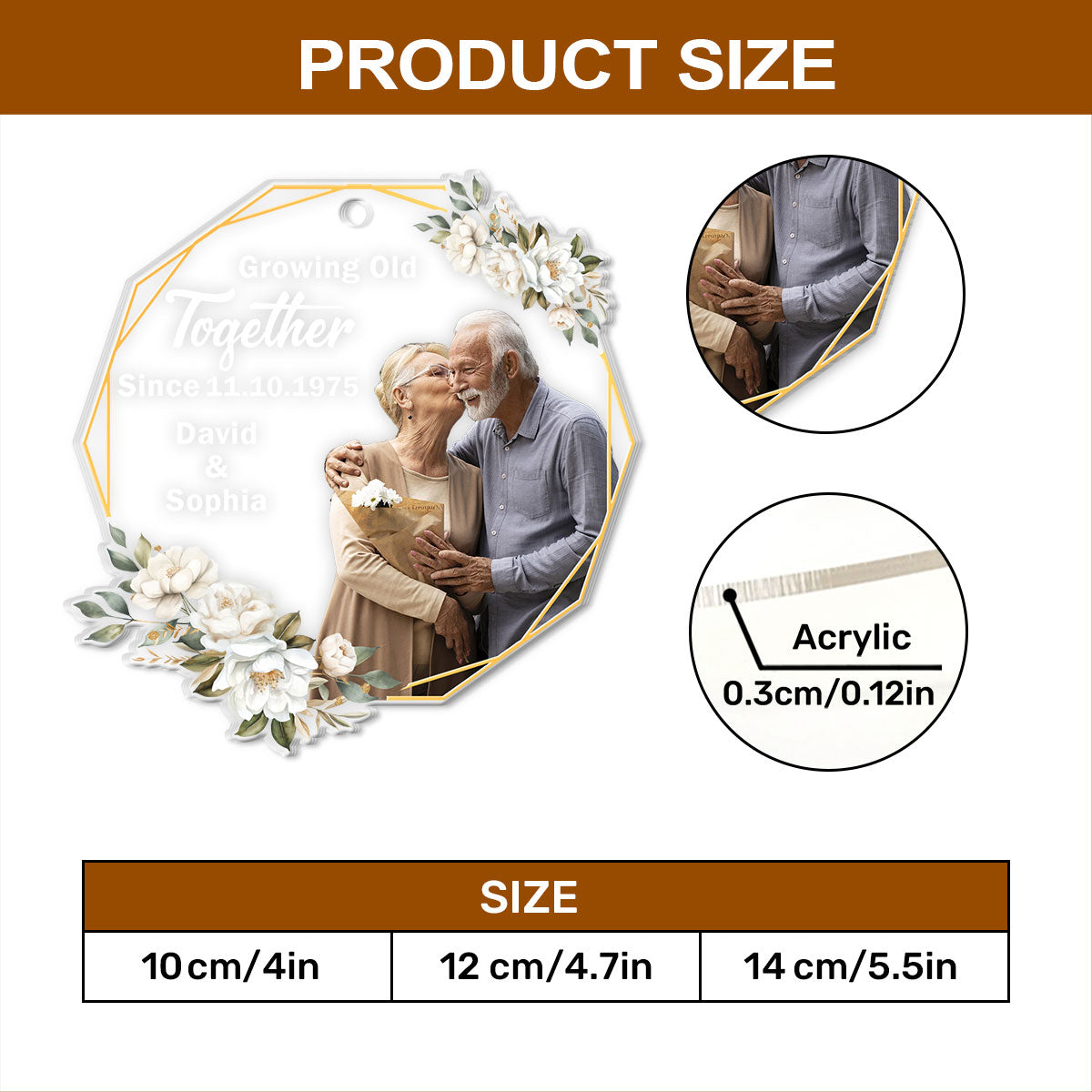 Growing Old Together Couple - Personalized 1-Side Acrylic Ornament FCACOLETN2824T