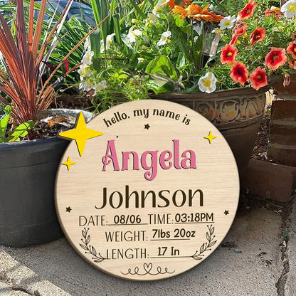 Custom Baby Arrival Announcement - Personalized Wooden Sign