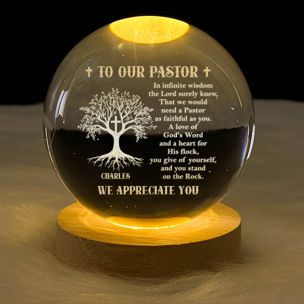 To Our Pastor - Personalized Crystal Ball Night Light