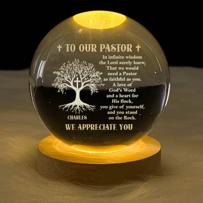 To Our Pastor - Personalized Crystal Ball Night Light