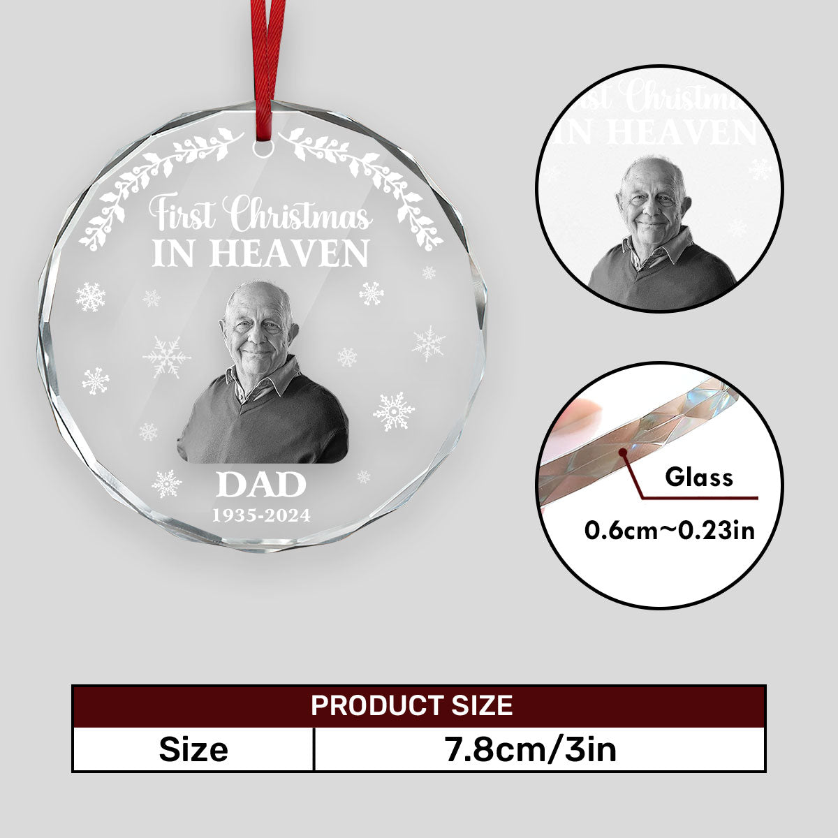 First Christmas In Heaven - Personalized Custom Glass Ornament FCURGOPLEHA2180L