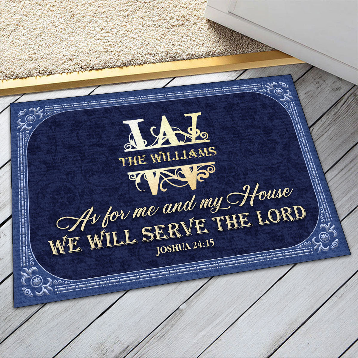 As For Me And My House We Will Serve The Lord - Personalized Doormat