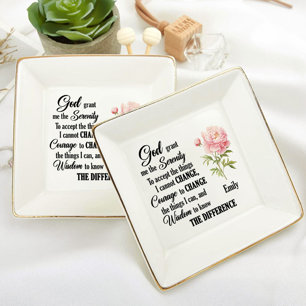 The Serenity Prayer Birth Month Flowers - Personalized Jewelry Dish FCJDLETN2261TA