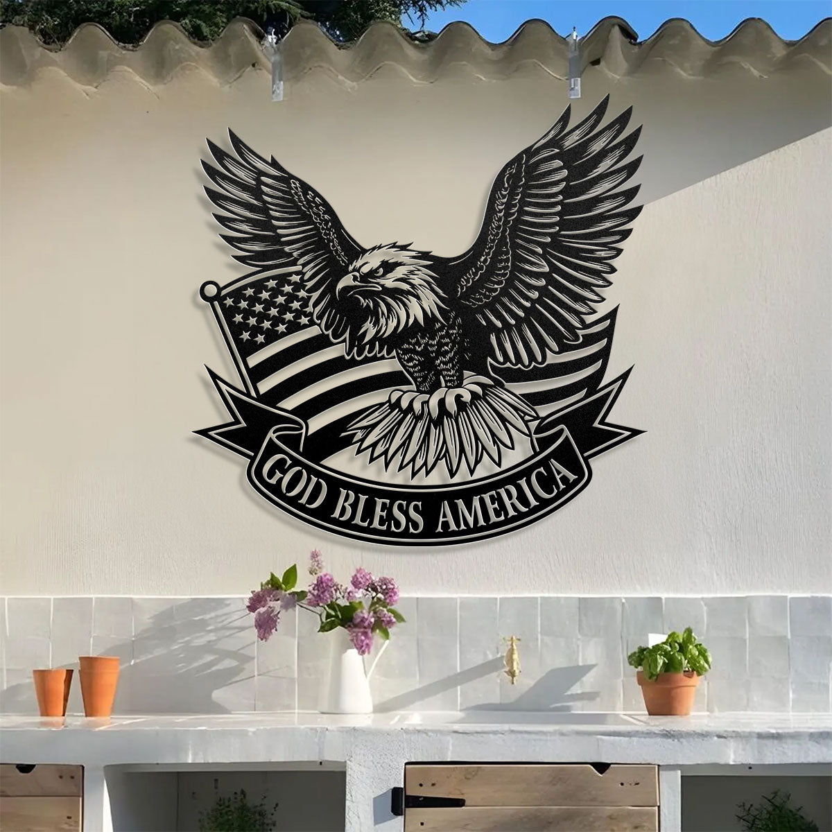 God Bless America -  Metal Wall Art Sign
