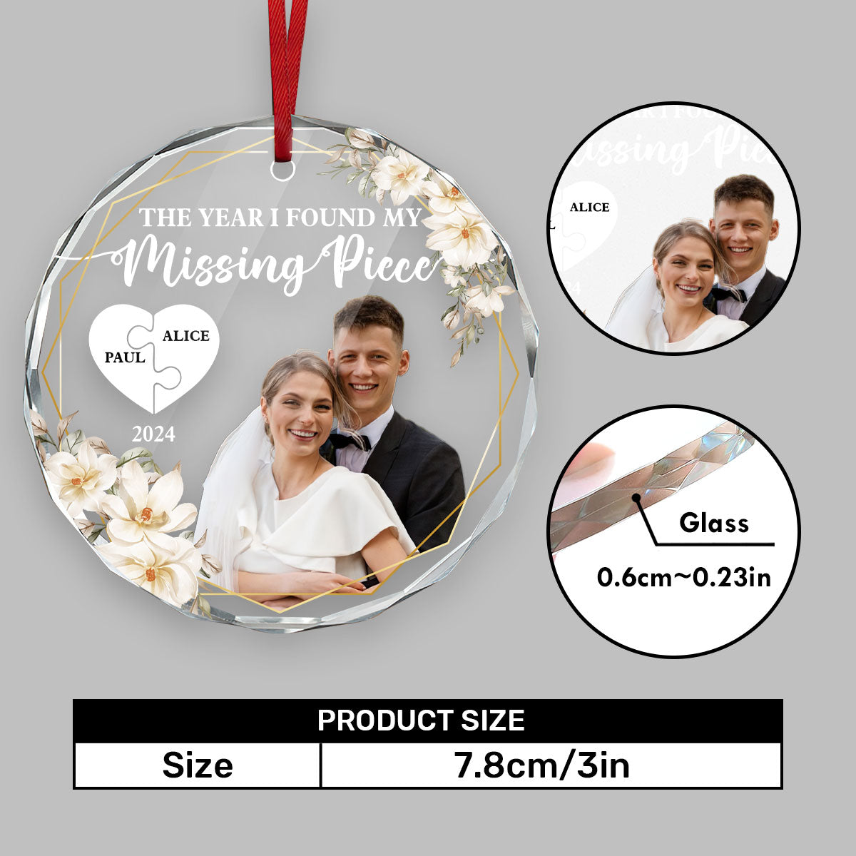 The Year I Found My Missing Piece - Personalized Custom Glass Ornament