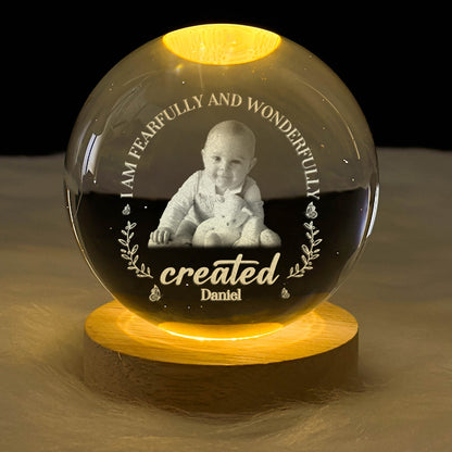 I Am Fearfully And Wonderfully Created - Personalized Crystal Ball Night Light
