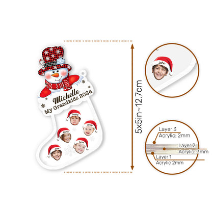 Grandkids - Personalized 3 Layered Christmas Shaker Ornament FCCSOLETN2529L