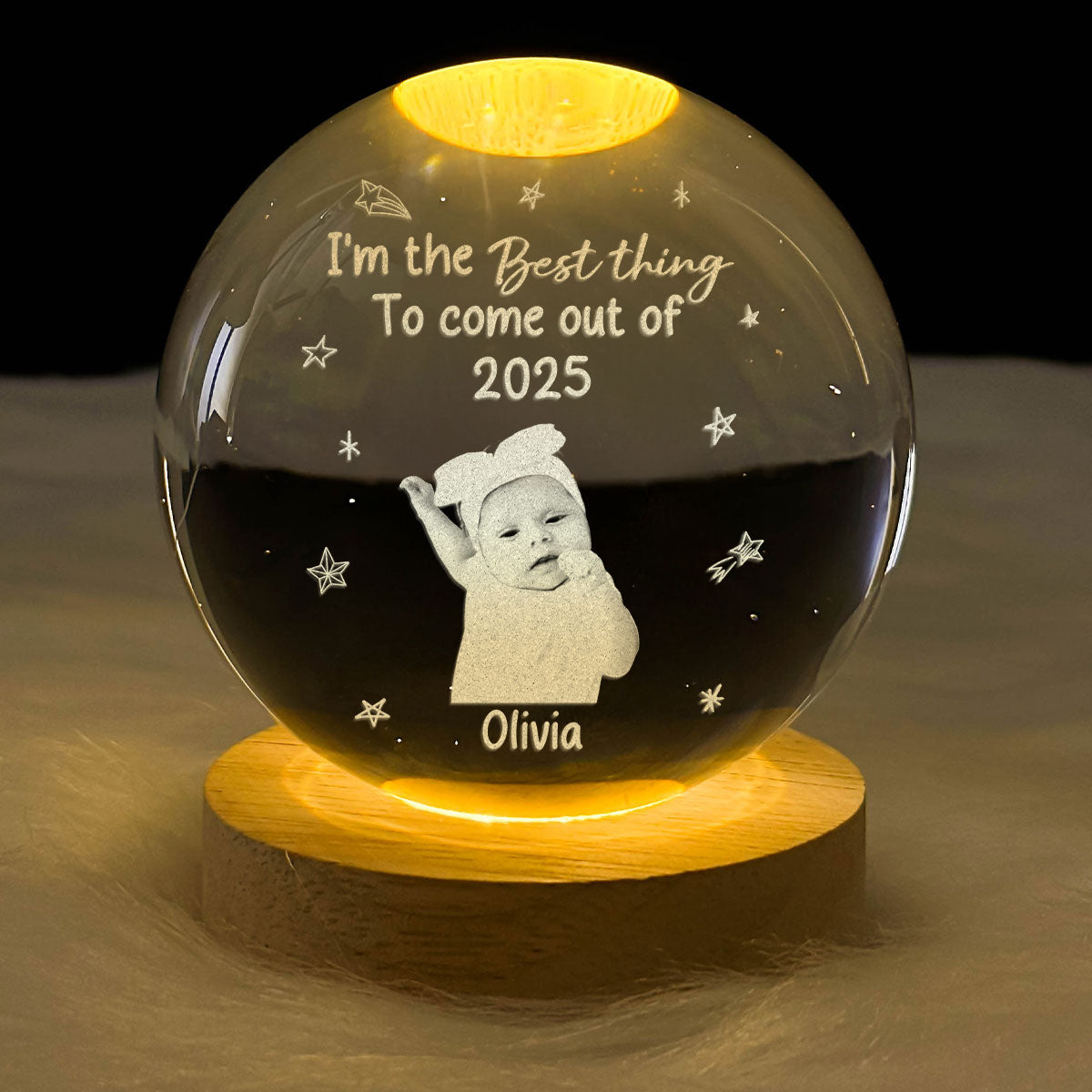 I'm The Best Things To Come Out Baby - Personalized Wooden Base Crystal Lamp