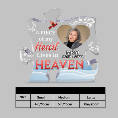 A Piece Of My Heart Lives In Heaven Memorial - Personalized Custom Shaped Squared Acrylic Plaque FCAPPLEHA2030L