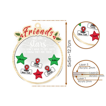 Besties Are Like Stars - Personalized 3 Layered Christmas Shaker Ornament