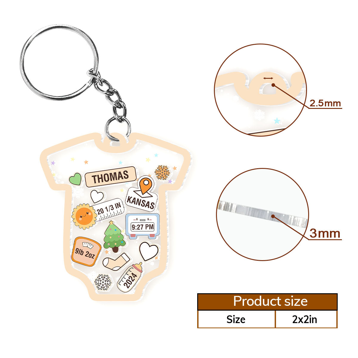 Lovely Baby Information - Personalized Acrylic Keychain