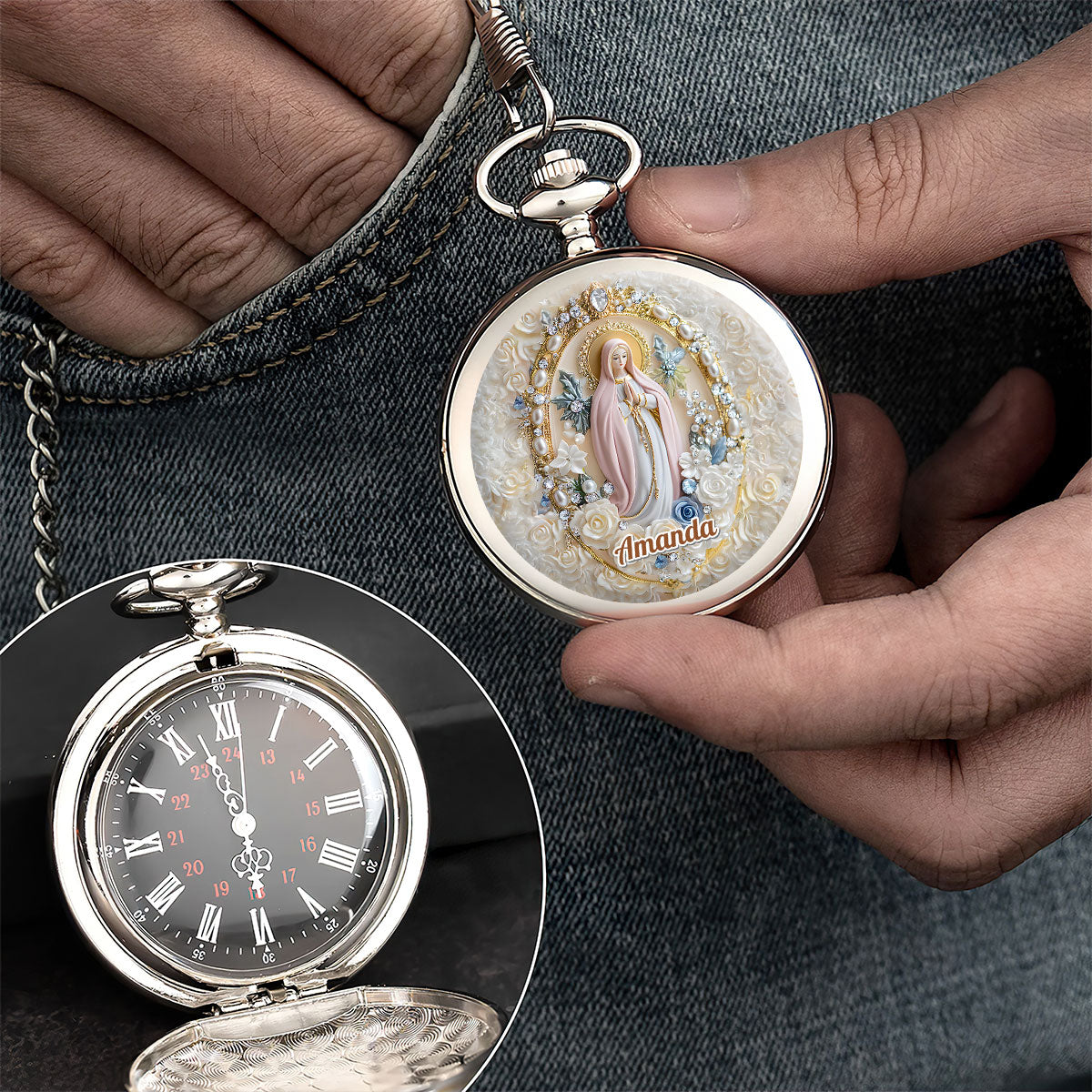 Blessed Mary Prayer Gift - Personalized Pocket Watch