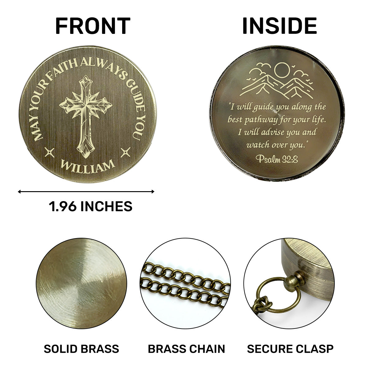 Let Your Faith And This Compass Guide You - Personalized Compass