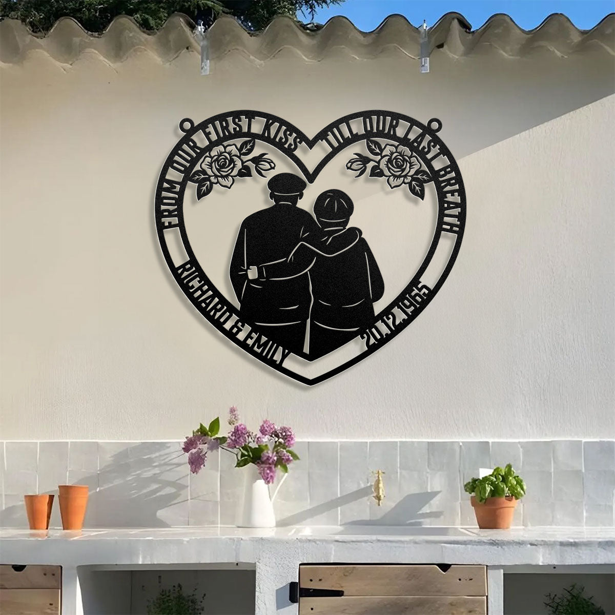 From Our First Kiss Till Our Last Breath - Personalized Metal Wall Art Sign