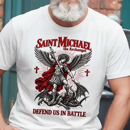 Saint Michael The Archangel Defend Us In Battle -  2D Unisex T-shirt