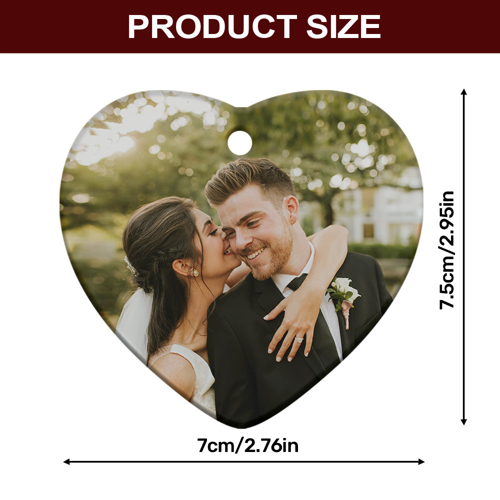 First Anniversary Paper Wedding - Personalized Heart Shaped Ceramic Ornament FCHCOLETN2592M