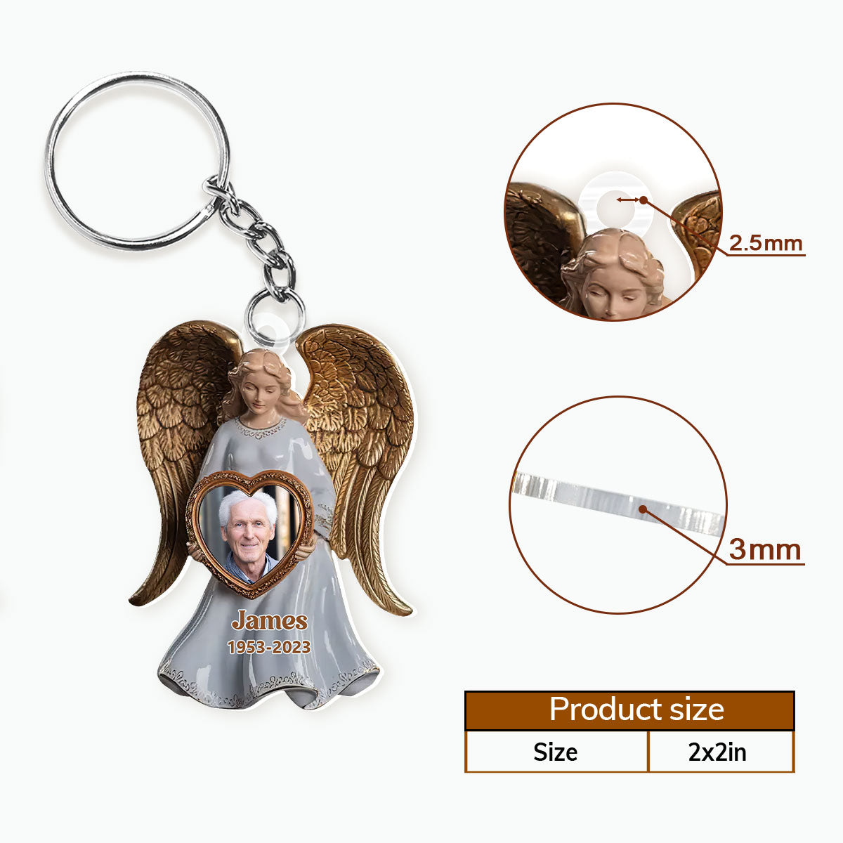 On Angel’s Wings - Personalized Acrylic Keychain