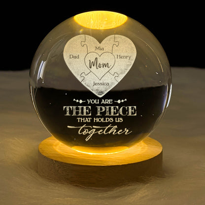 Mom Puzzle Piece - Personalized Crystal Ball Night Light