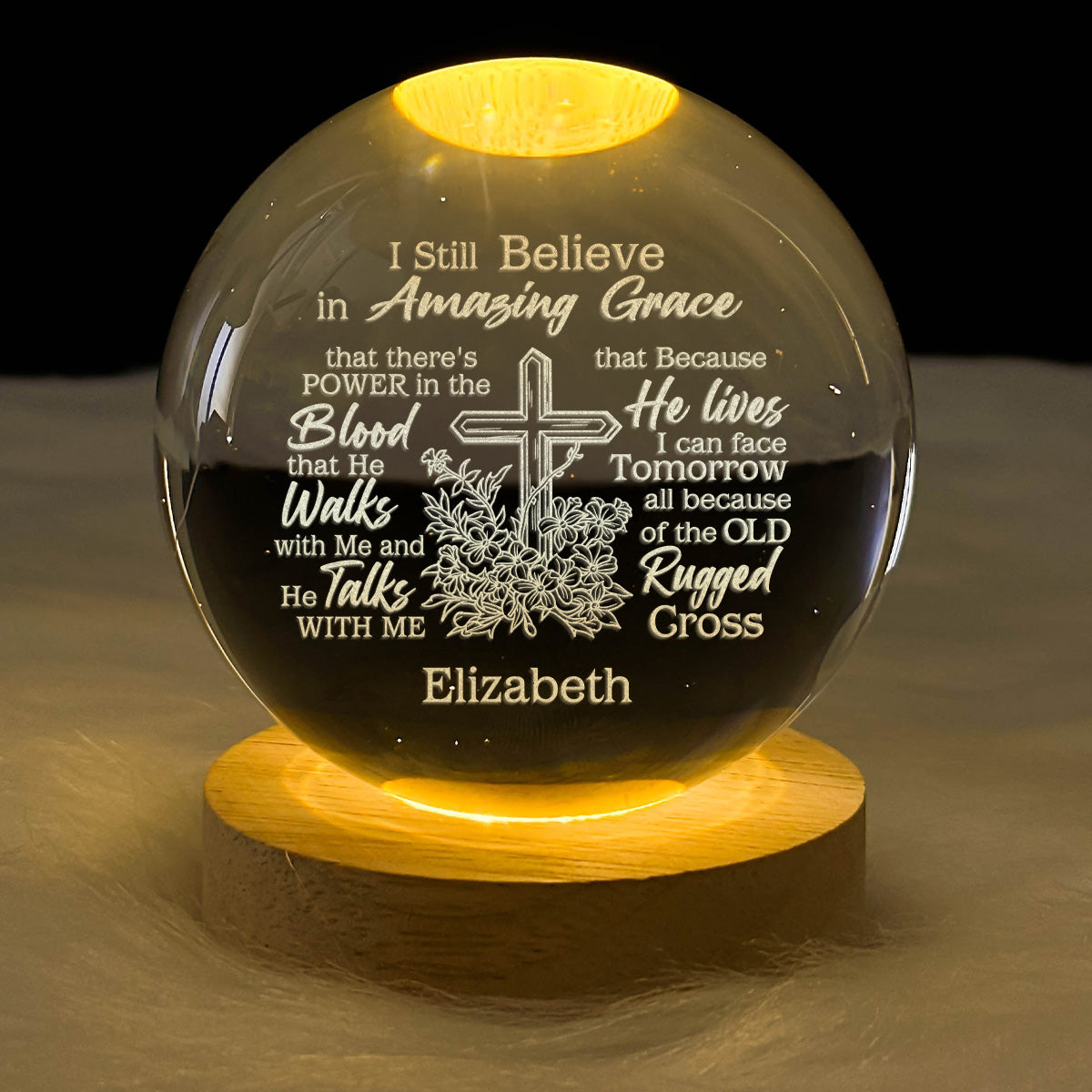 Amazing Grace - Personalized Crystal Ball Night Light