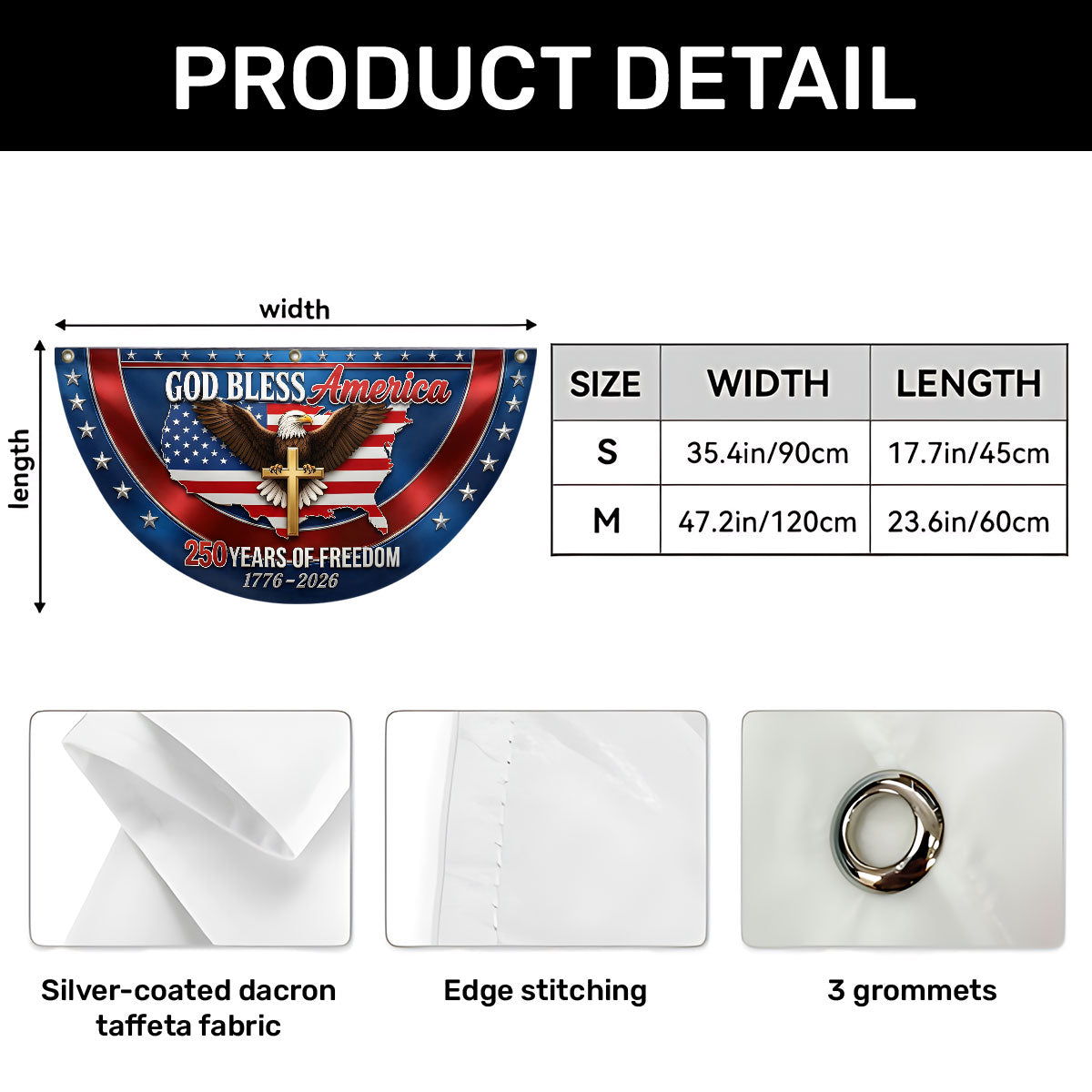 God, Freedom & Eagle Pride -  Non-Pleated Fan Flag