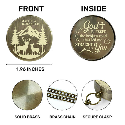God Blessed The Broken Road - Personalized Compass