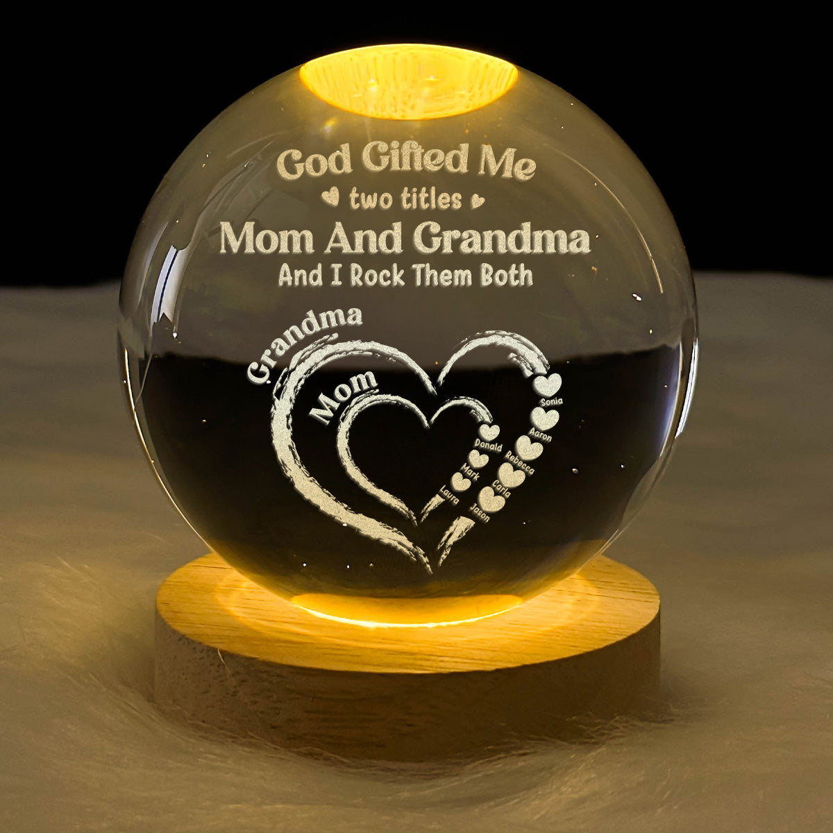 God Gifted Me Two Titles - Personalized Crystal Ball Night Light