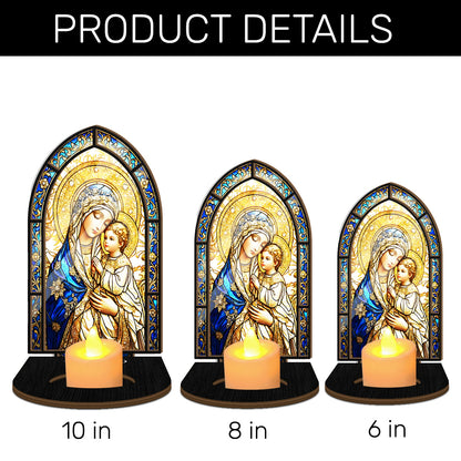 Blessed Mother And Child - Personalized Candle Holder