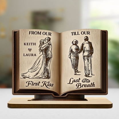 Forever Us - Personalized 2-Layer Wood Plaque With Flat Base