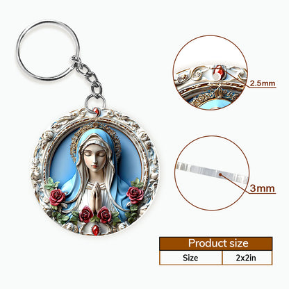 Virgin Mary With Rose - Personalized Acrylic Keychain