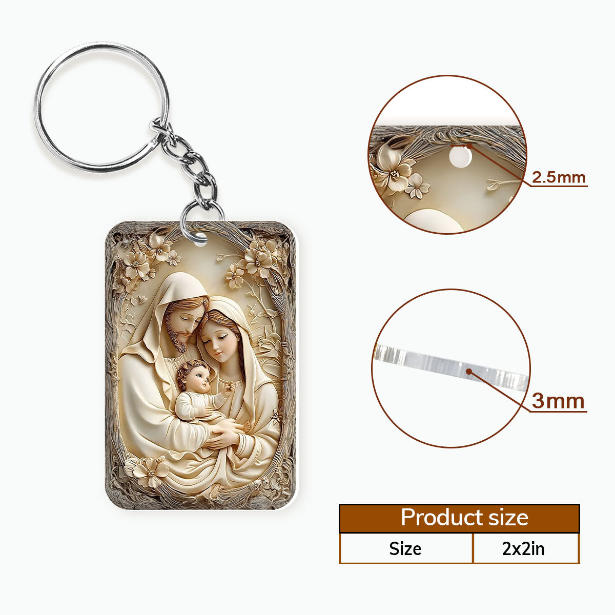 Vintage Inspired Holy Family - Acrylic Keychain