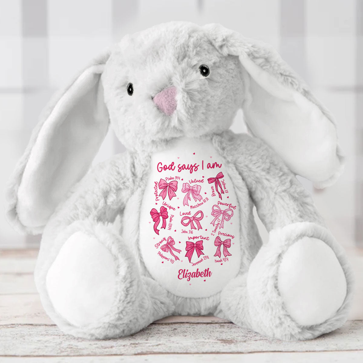 I Am Who He Says I Am - Personalized Stuffed Bunny