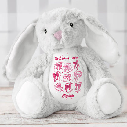 I Am Who He Says I Am - Personalized Stuffed Bunny