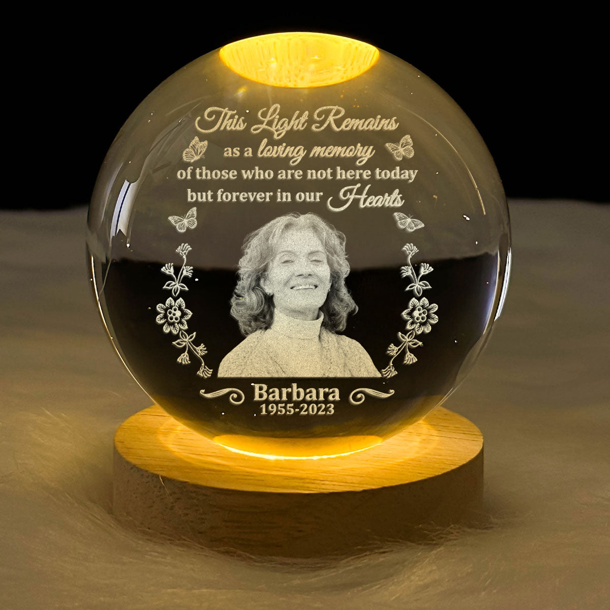 You Are Forever In Our Hearts - Personalized Crystal Ball Night Light