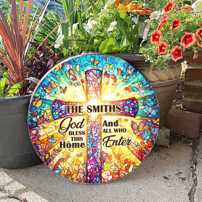 God Bless This Home - Personalized Wooden Sign