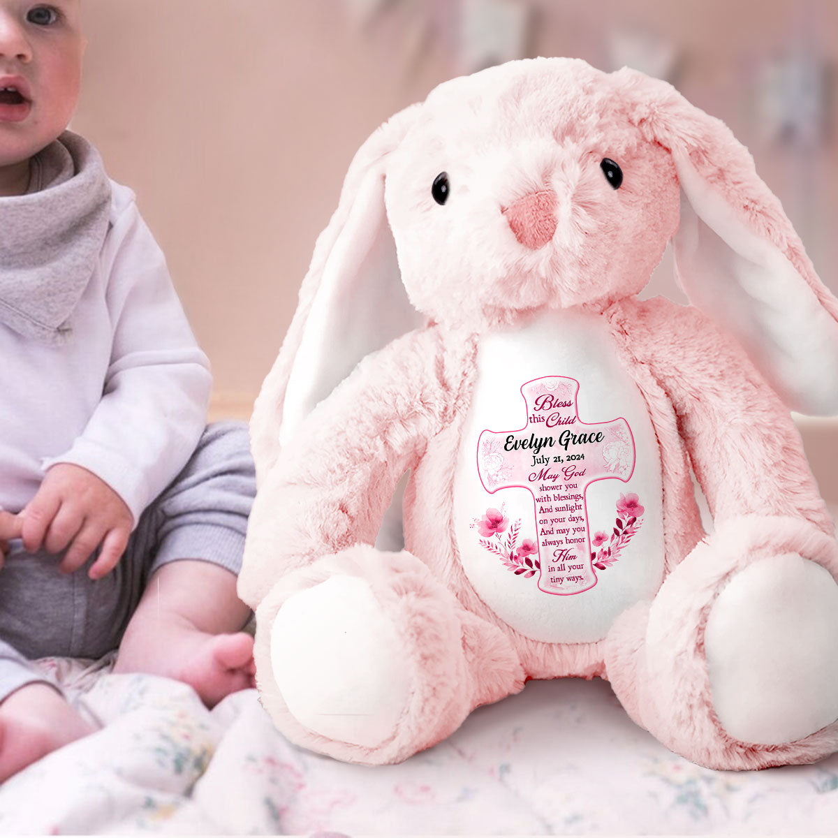 Bless This Child - Personalized Stuffed Bunny