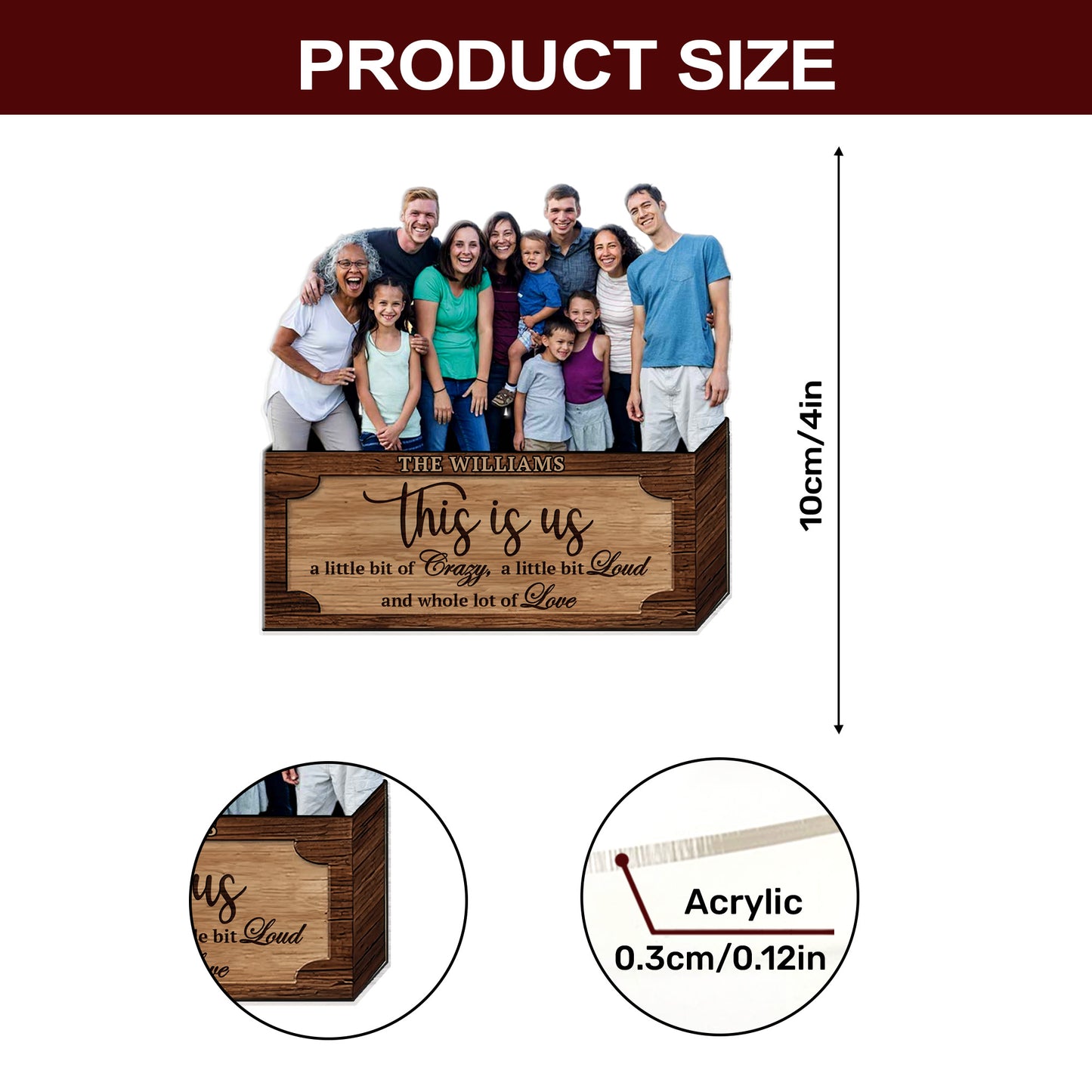 Photo Upload Family - Personalized 1-Side Acrylic Ornament FCACOLETN2314T