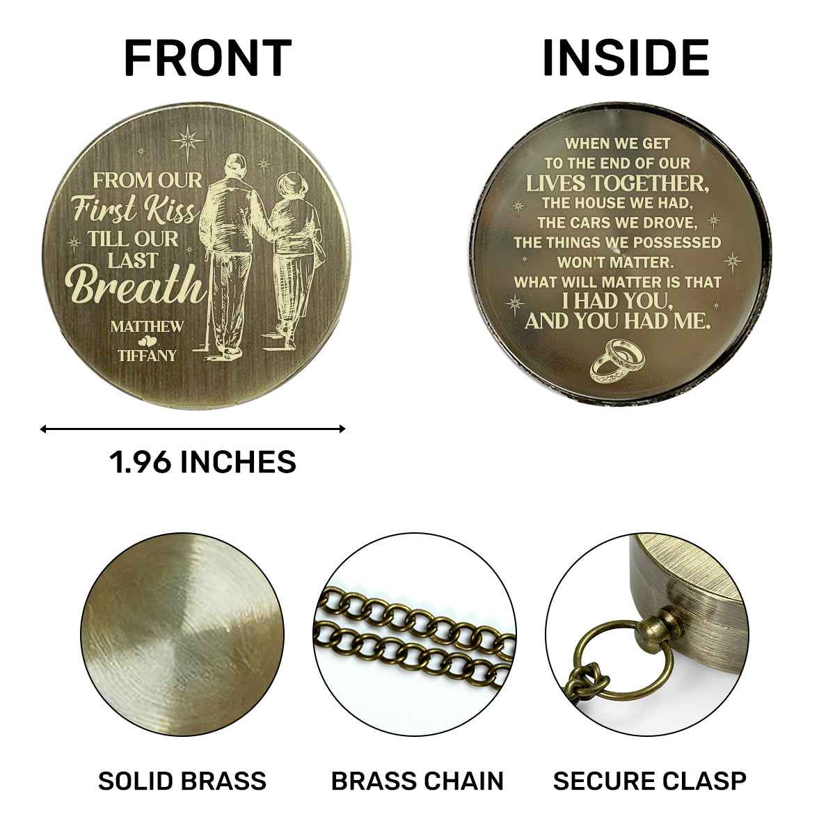 From Our First Kiss Till Our Last Breath - Personalized Compass