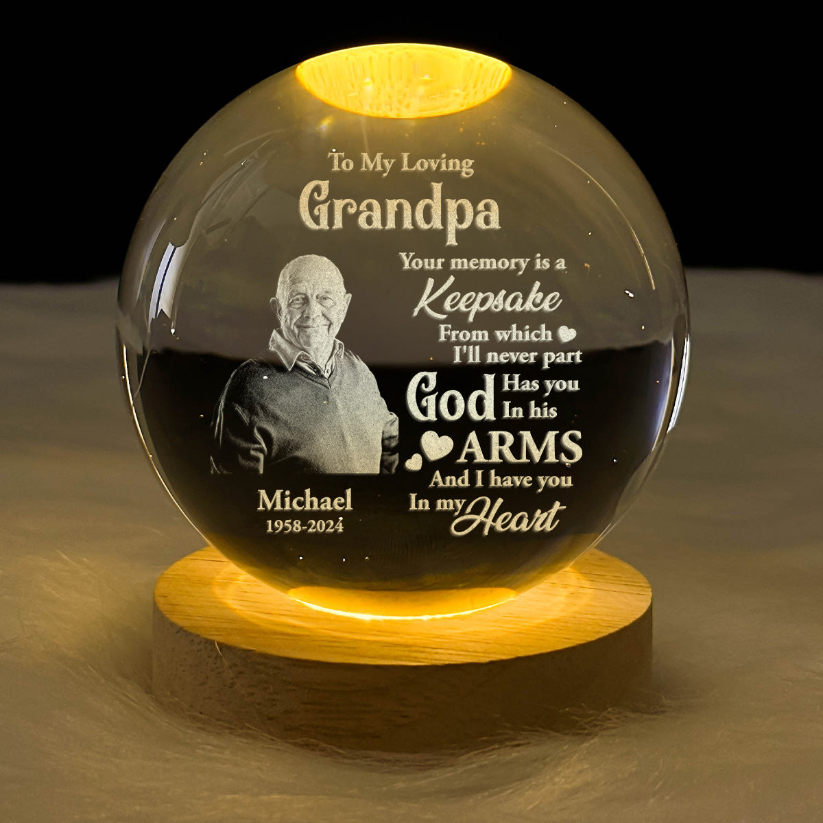Your Memory Is A Keepsake - Personalized Crystal Ball Night Light