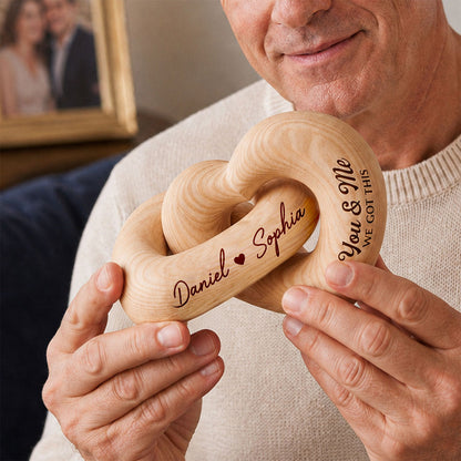 You & Me We Got This - Personalized Interlocking Wooden Hearts