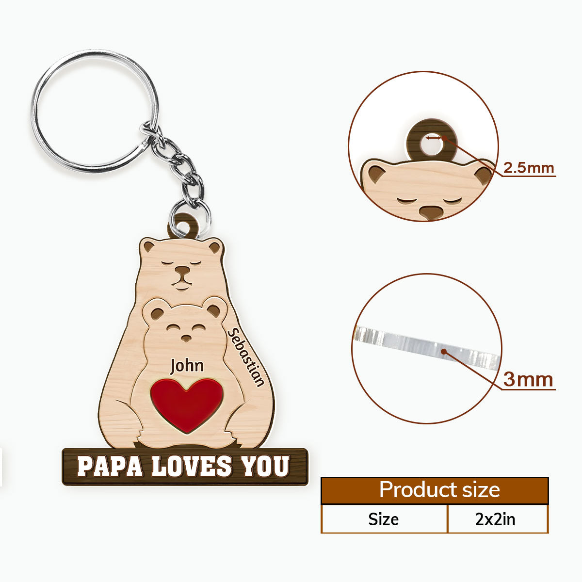 Papa Mama Love You - Personalized Acrylic Keychain