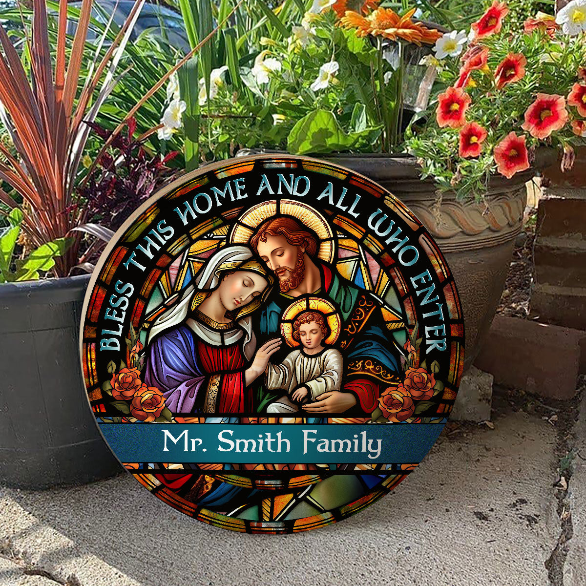 Bless This Home And All Who Enter - Personalized Wooden Sign