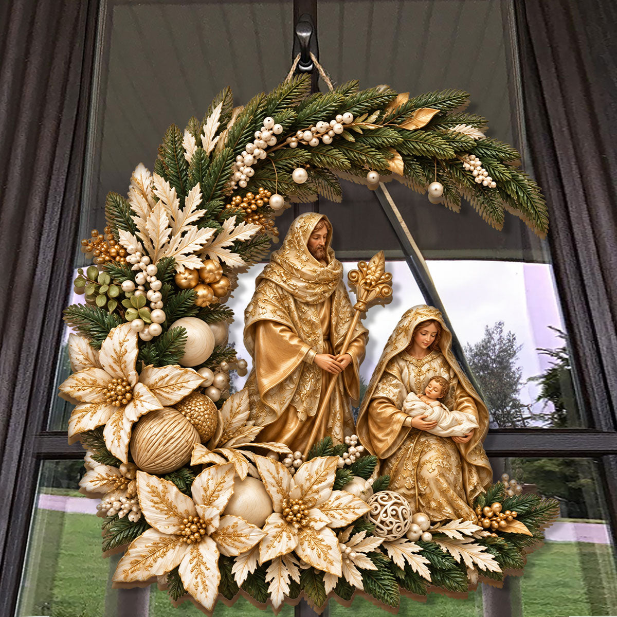 Holy Family Christmas Blessings -  Wooden Door Sign
