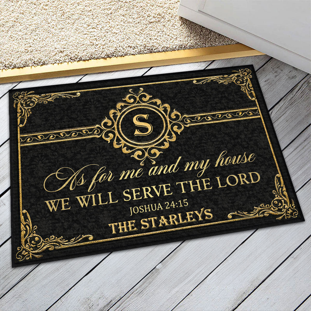 As For Me And My House We Will Serve The Lord - Personalized Doormat