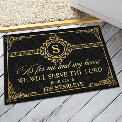 As For Me And My House We Will Serve The Lord - Personalized Doormat